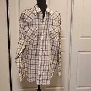 Off white plaid Eli Cattleman long sleeve button down shirt